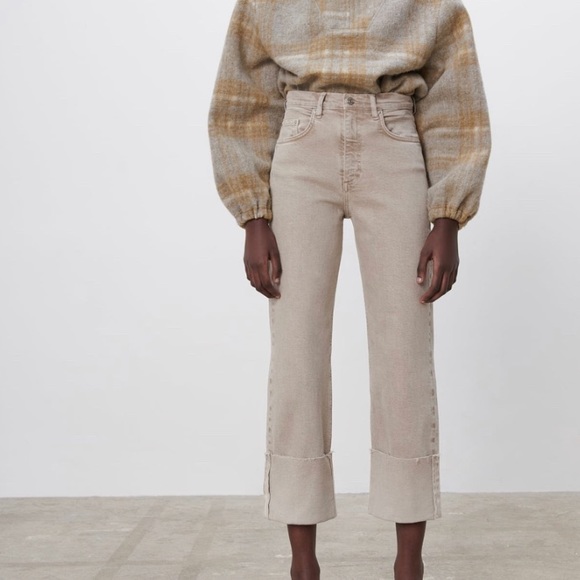 Zara Beige Wide-leg jeans - Picture 1 of 2